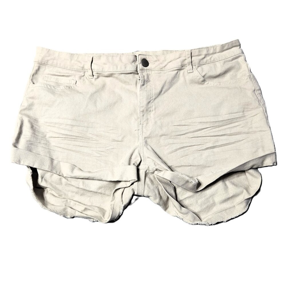 H&M Sz 14 Womens Cream Casual Denim Shorts